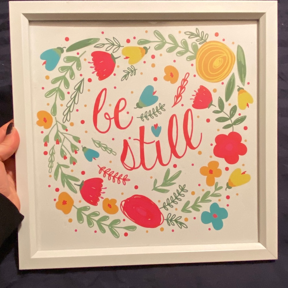 Be Still wooden framed wall decor
